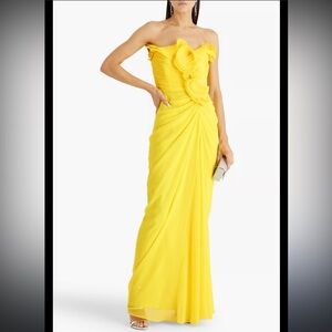Badgley Mischka Strapless Yellow Gown